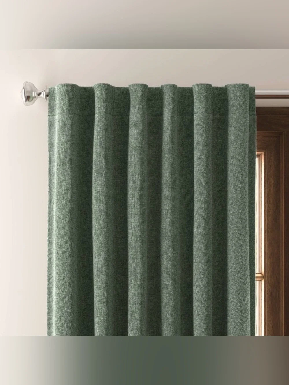 Classic Textured Green Curtain Panel Threshold / Target . Blackout 63” inches x2